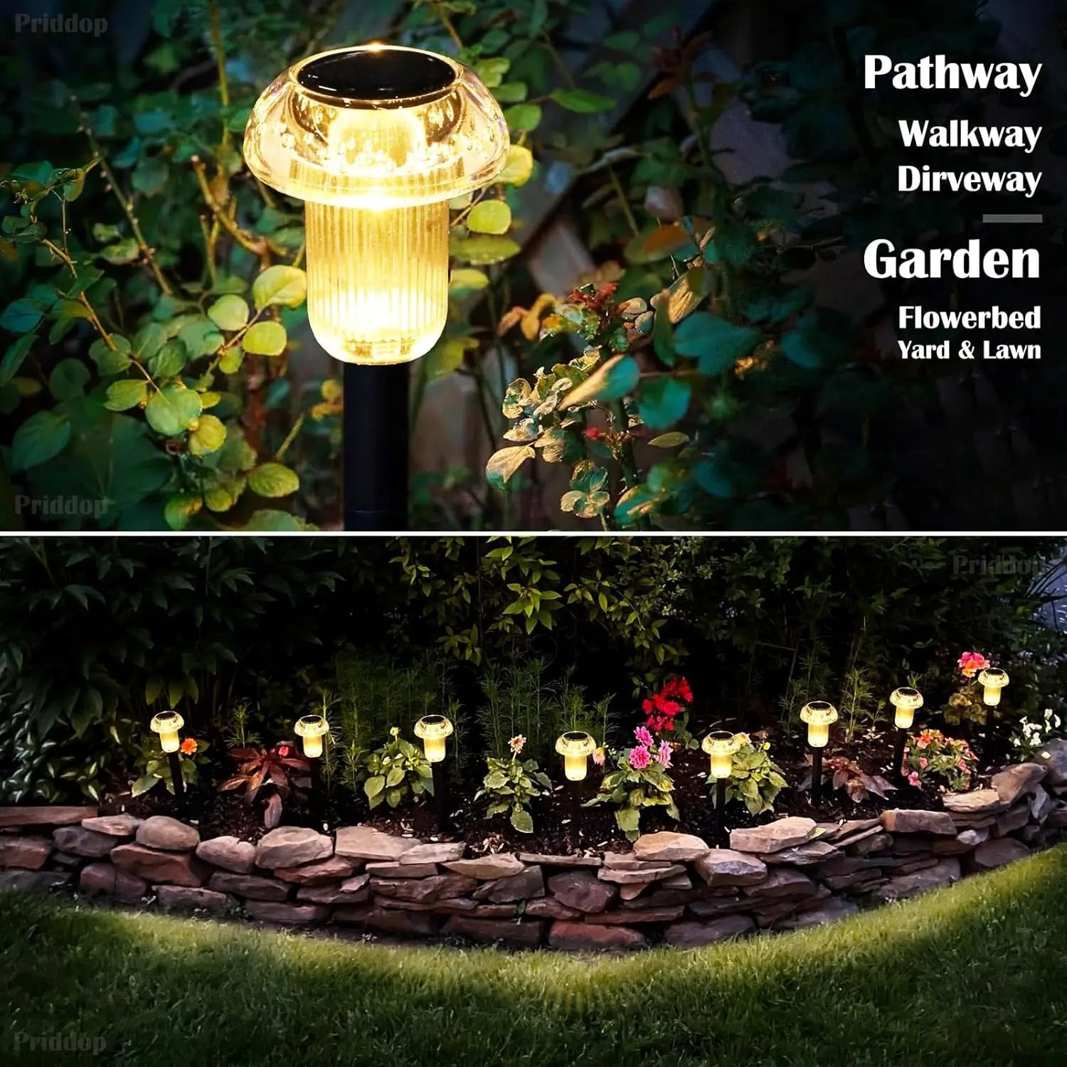 4pcs LED Solar Outdoor Pathway Lights Mushroom Solar Path Walkway Lighting Waterproof For Landscape Yard Lawn Garden Decorative