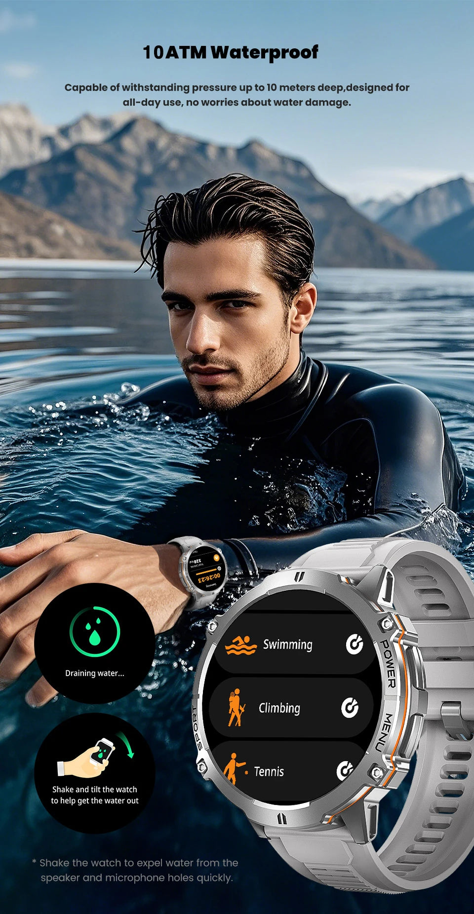 2025 New Military TREX3 1000mAh Battery Smart Watch 1.73-inch Screen 5ATM Waterproof GPS Altimeter Bluetooth Call Men Smartwatch