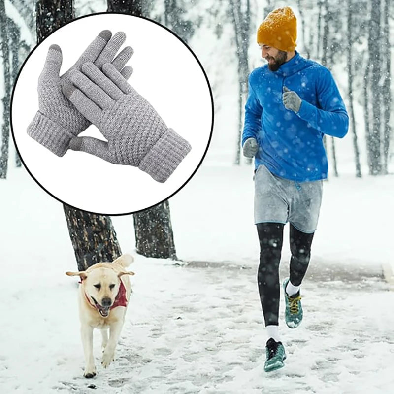 Winter-lined Gloves for Both Men and Women - Thickened Elastic Touch Screen Compatible, Cold-proof and Warm Gloves