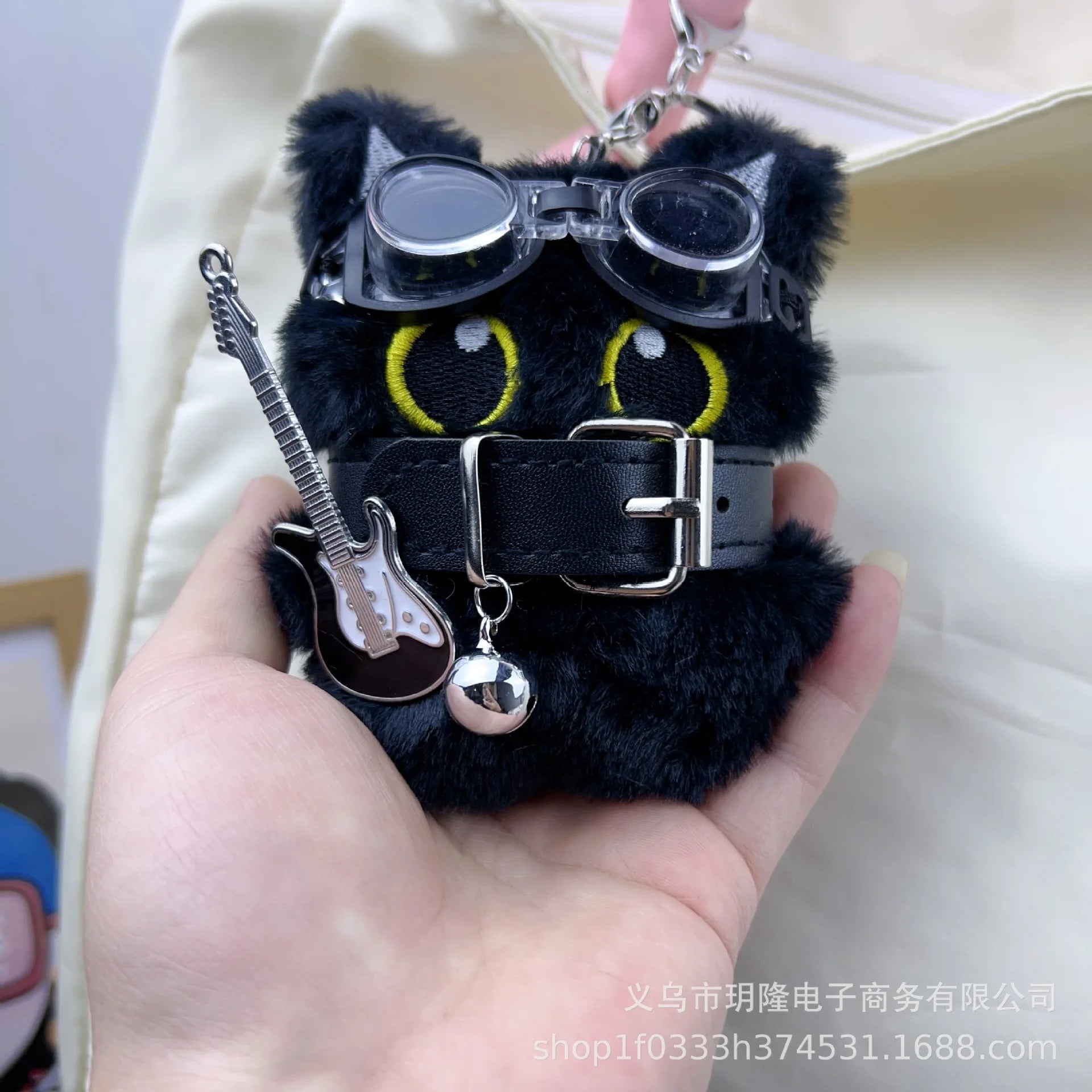Punk Style Black Cat Keychain Cute Big Eye Cat Bag Charm  Gift