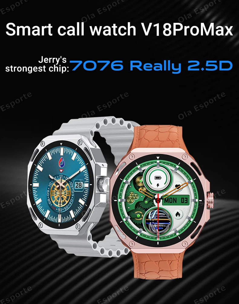 Smartwatch 1.52" AMOLED Screen GPS Track NFC Smart Wartch Waterproof Bluetooth Call Health Monitor Sports Men Women Holiday Gift