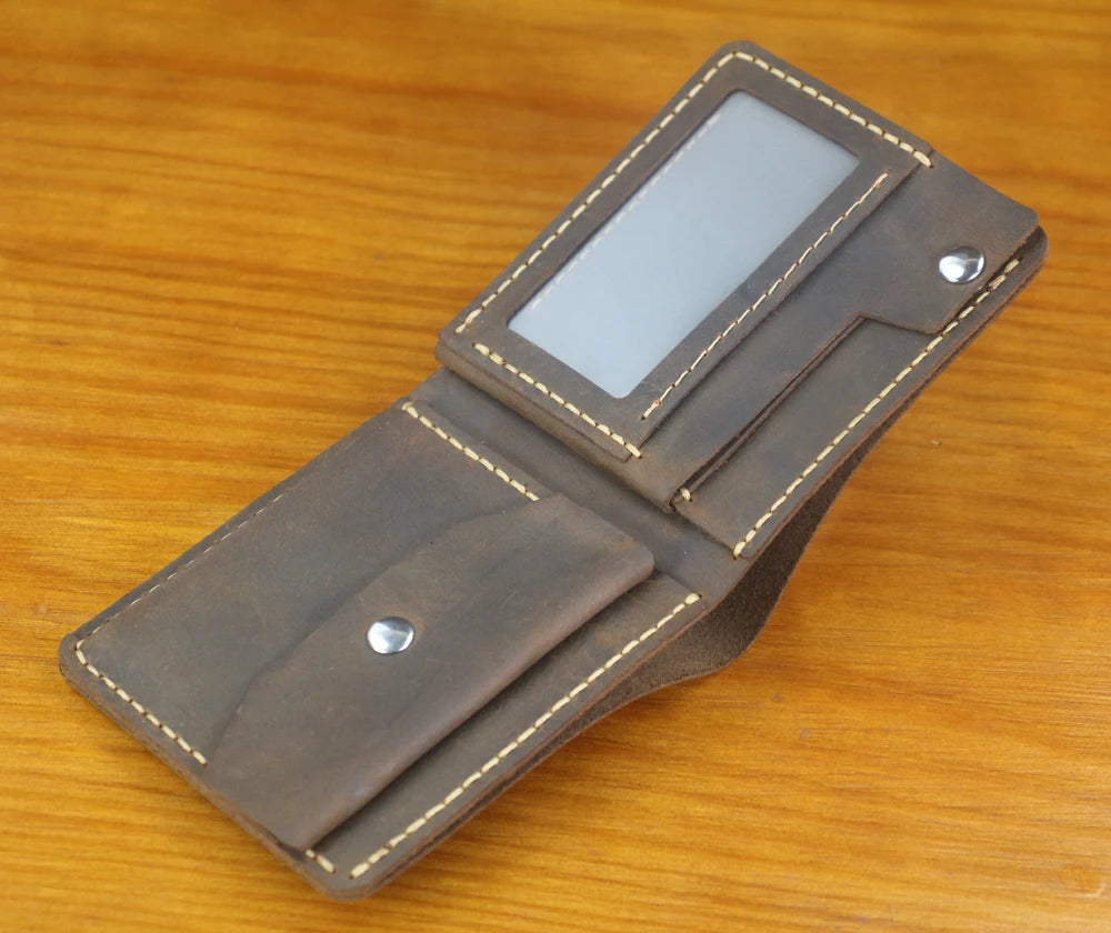 Luxury Handmade 100% Genuine Leather Men Wallet Purse Short Money Clip with Coin Pocket Male Money Bag Multi-Card Wallet Vintage