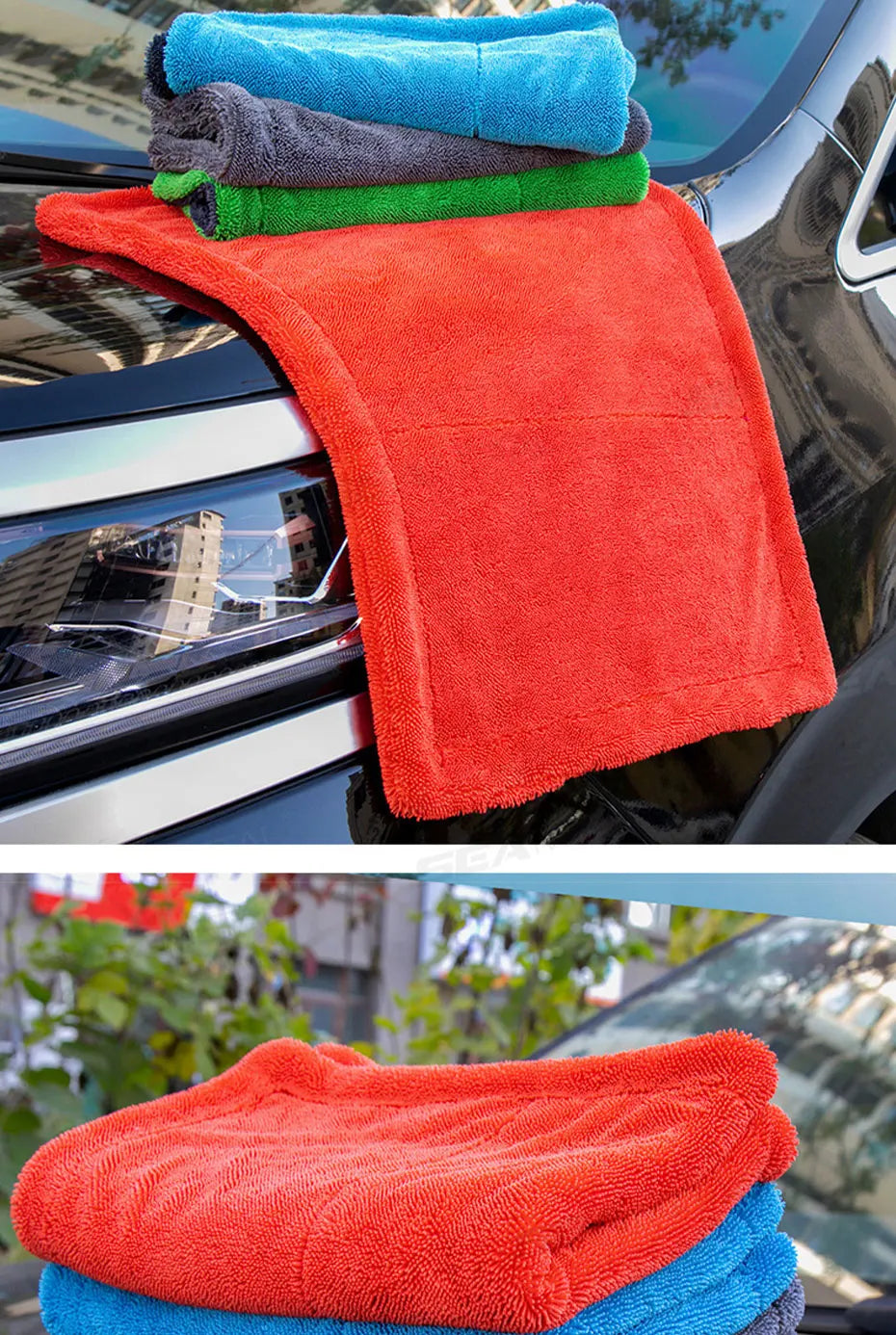 SEAMETAL 1200GSM Car Cleaning Towel Heavy Duty Thicken High-Absorbent Drying Cloth Ultra-Soft Scratch Free Car Detailing Towel
