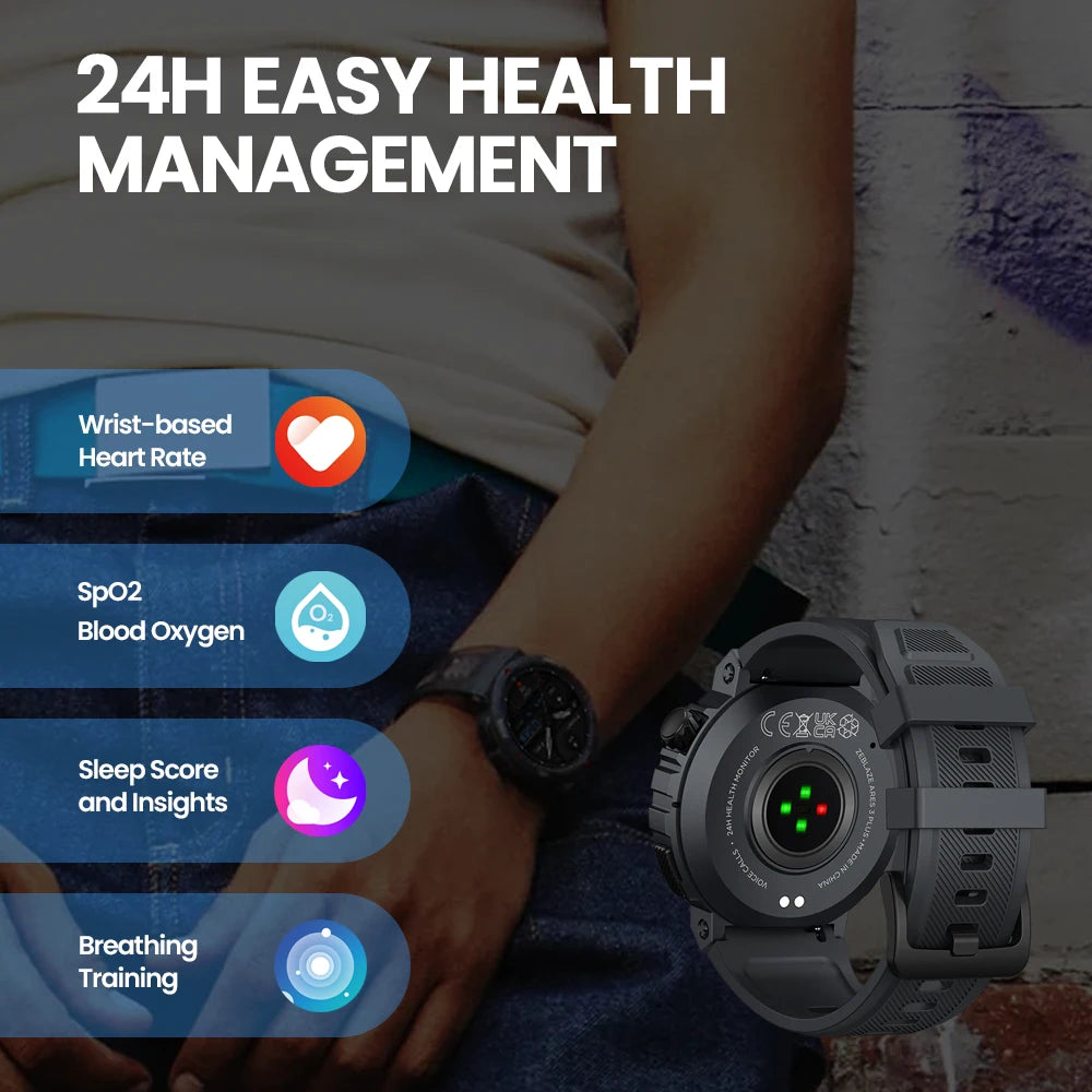 New Zeblaze Ares 3 Plus 1.43'' HD AMOLED Display Smartwatch Voice Calling New 3D Interactive 100+ Sports Modes Smart Watch Men