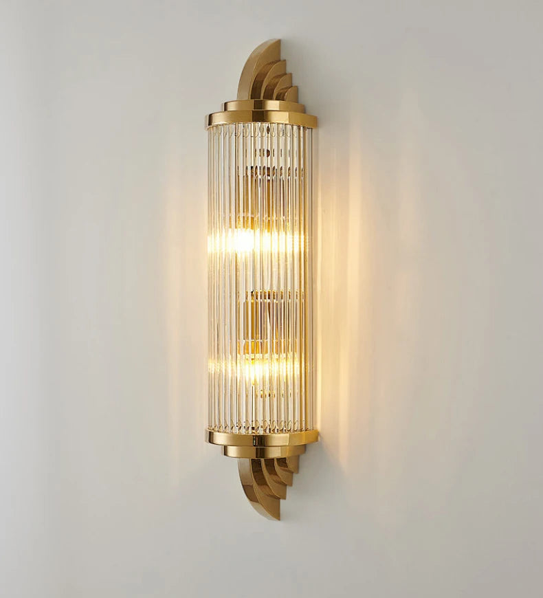 Art Decor Wall Light Clear Glass Gold Metal Creative Sconce Lamp For Living Room Hotel Indoor Bedroom E14 Bulb