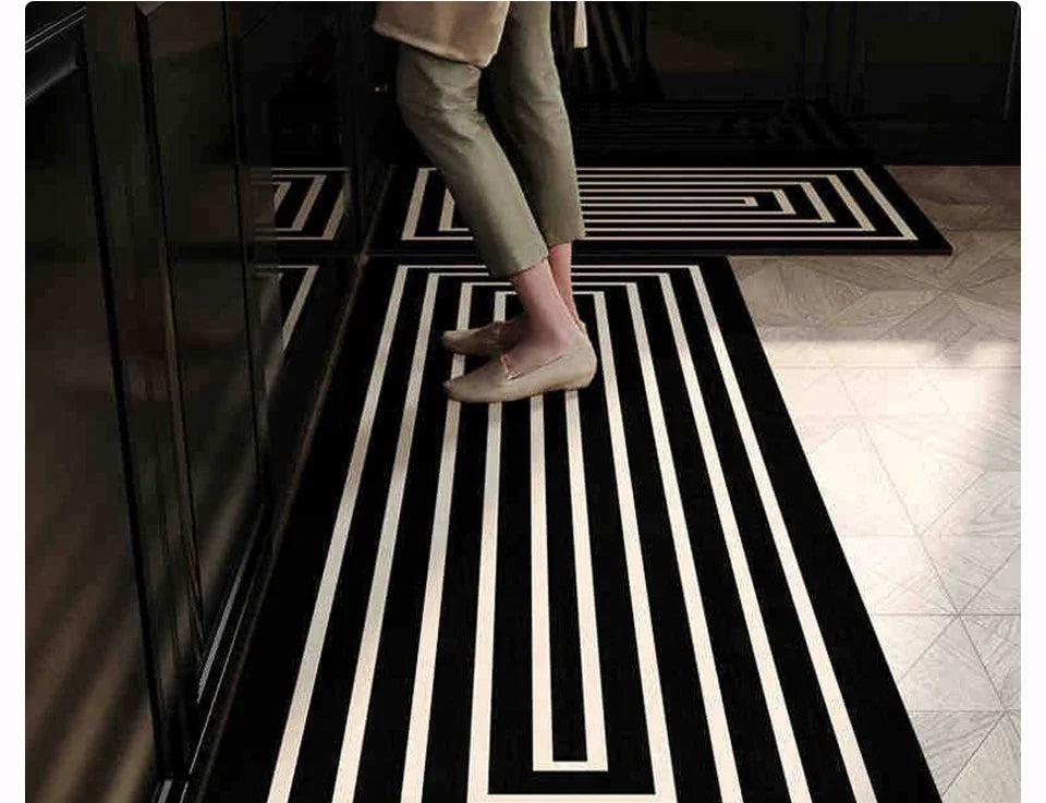 Kitchen Carpet Waterproof Oil-proof Floor Mat Pvc Leather Non-slip Foot Mats Long Strip Home Decoration Rug Alfombra De Cocina