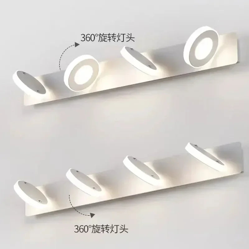 Minimalist Mirror Headlight Acrylic 360 ° Rotating Lamp Head Wall Lamp Modern Corridor Bathroom Makeup Bedside Bedroom Lighting