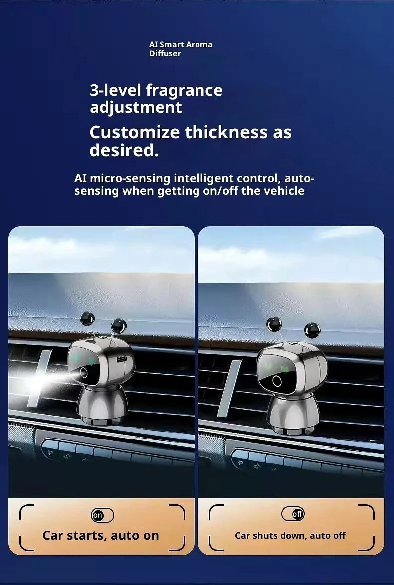 Smart Robot Car Air Vent Perfume Clip Auto On/Off with Car Start New Spring Summer Style Long Lasting Fragrance Odor Eliminator