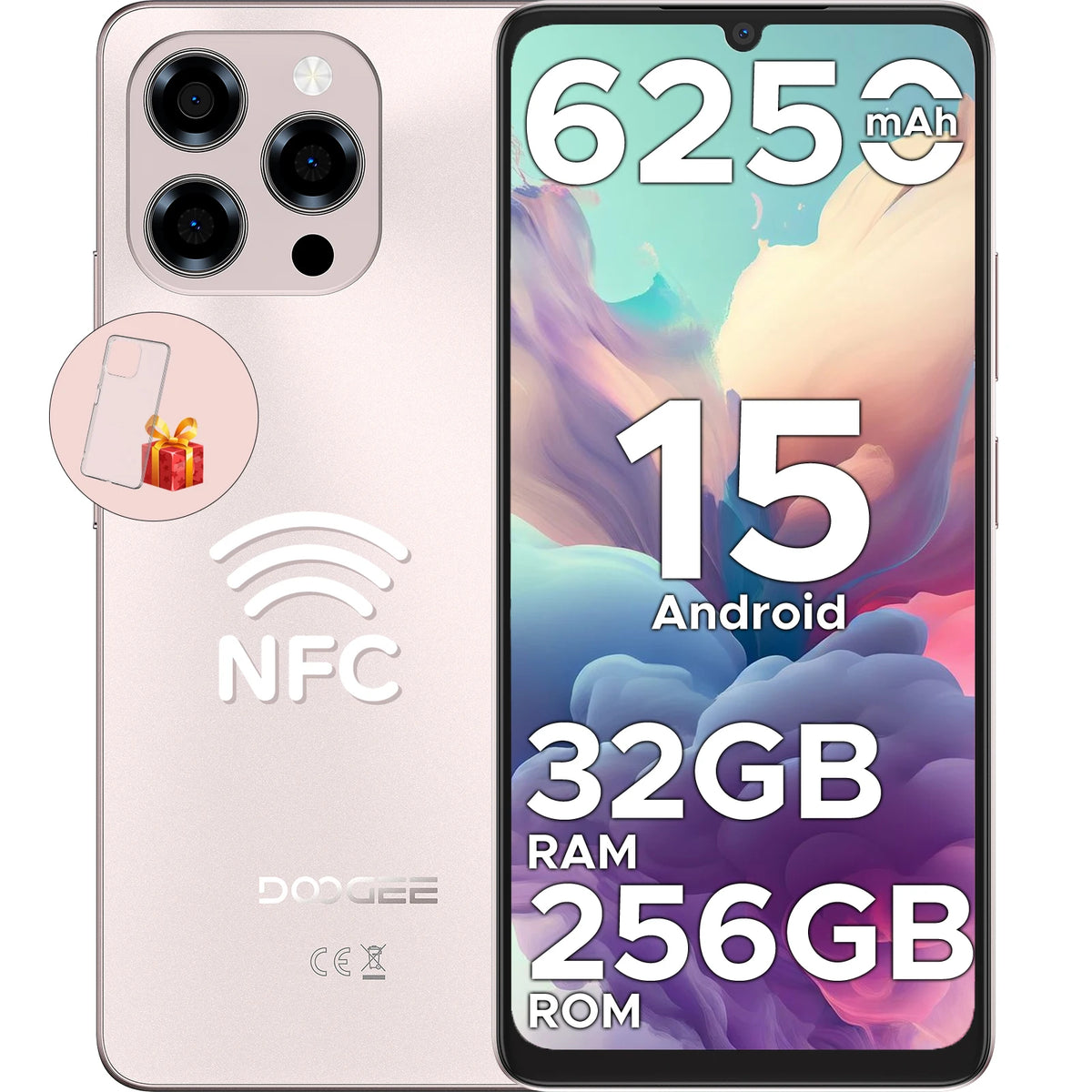 DOOGEE Note58 Pro Smartphone 6.75" HD+ Display 32GB(8+24) 256GB 6250mAh Battery NFC Widevine L1 Android 15 Mobile Phone
