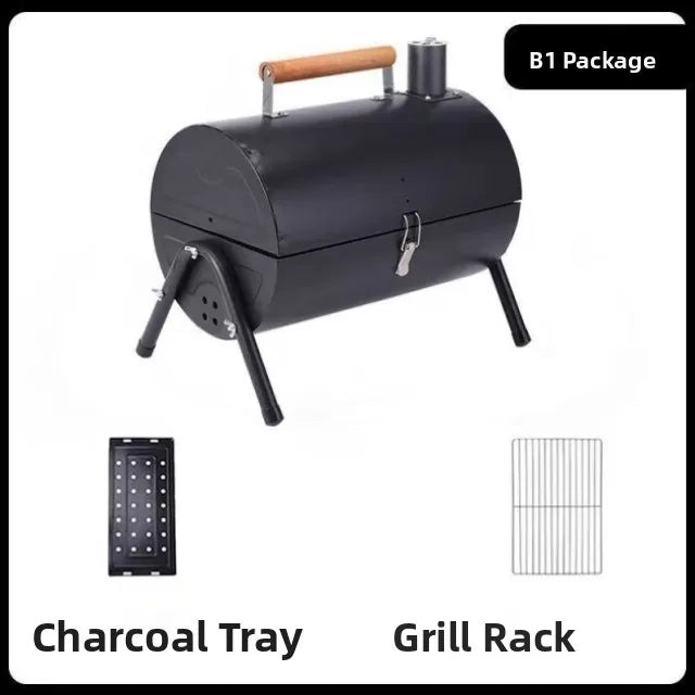 Portable Camping Barbecue Grill Multi-Function Charcoal Barbecue Double-Sided Chimney Home Outdoor Stove Meat Cooking Tool