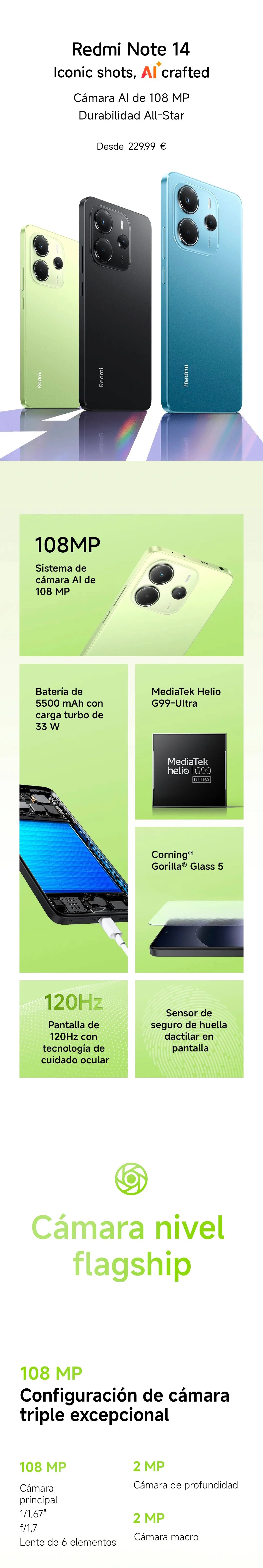 Smartphone Xiaomi Redmi Note 14 4G European Version 128GB/256GB MTk Helie G99-Ultra AMOLED Display 6.67" 120Hz 108MP Main Camera 33W Chargi
