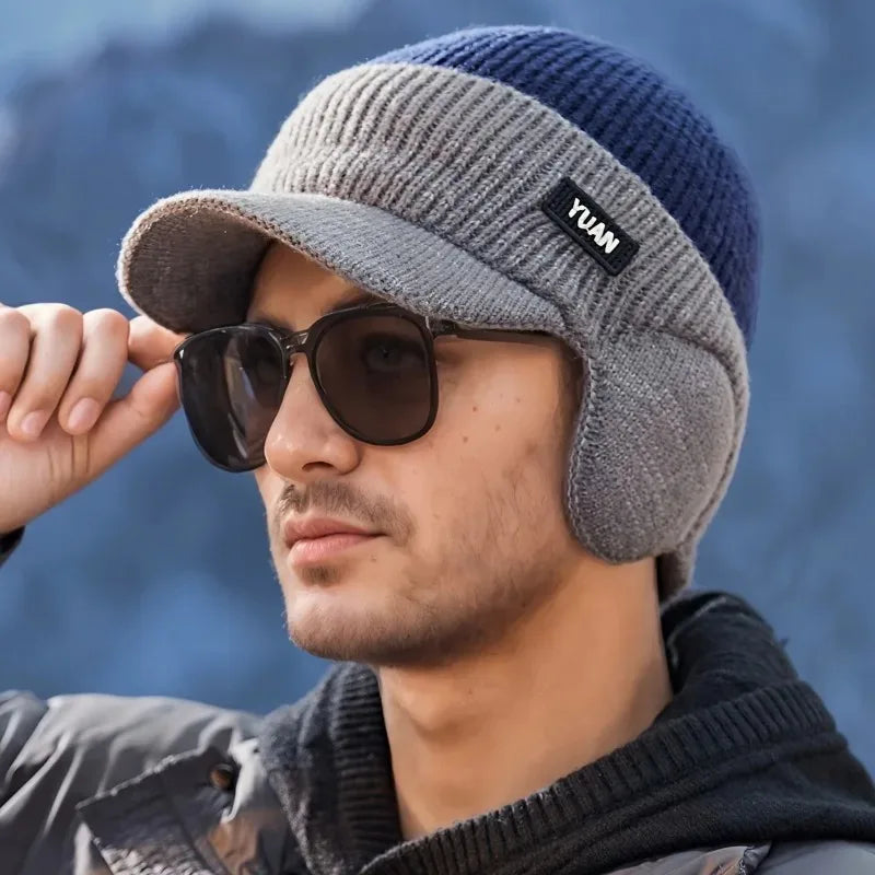 Dual-Tone Knit Baseball Cap - Outdoor Activities | Fashionable Dad Hat with Ear Protection | Perfect for Couples Hats for Men