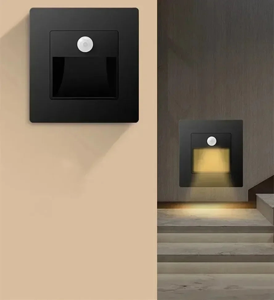 2~1PCS Led Stair Light PIR Motion Detector Sensor 220V Infrared Human Lamp Recessed Steps Ladder Staircase Bedroom Night Light