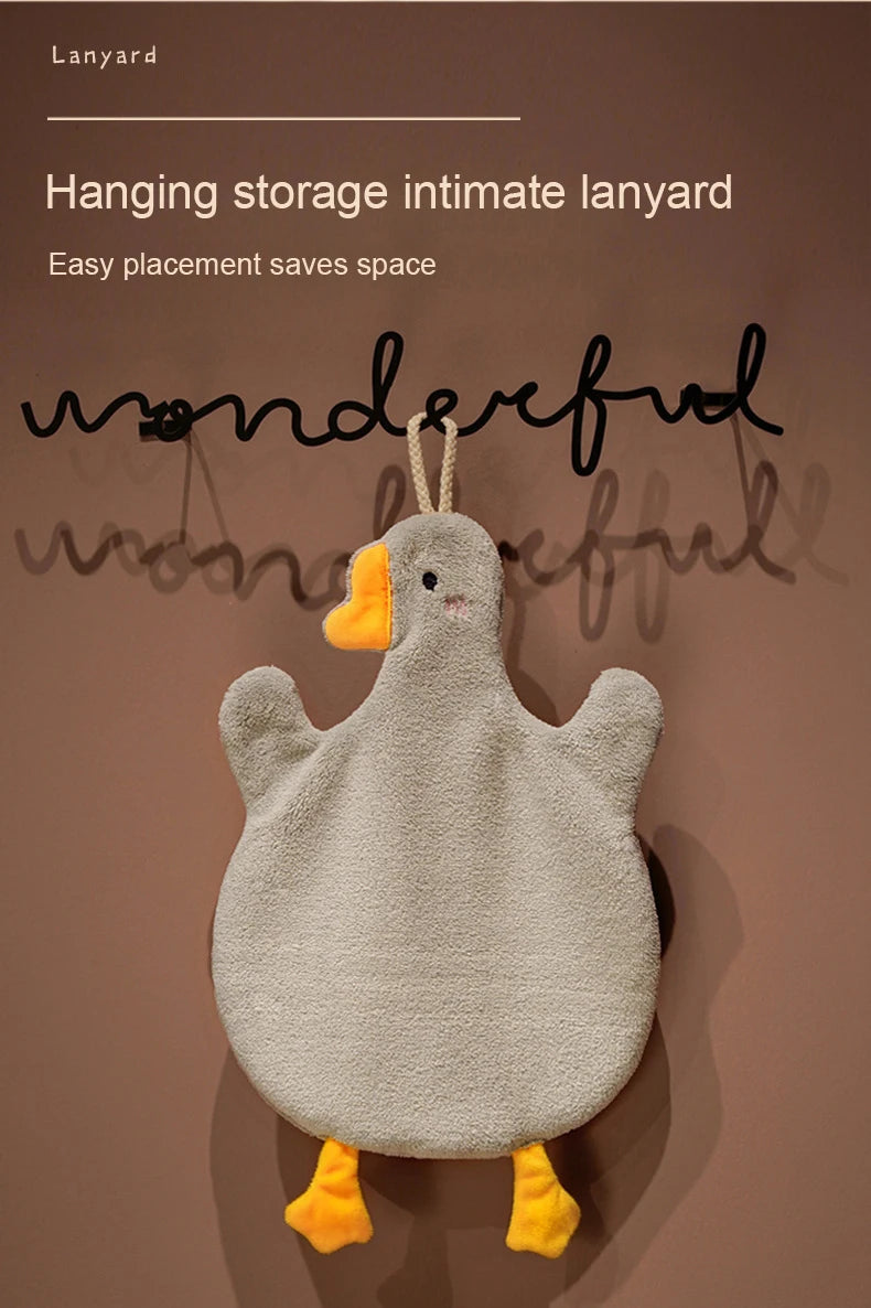 Cartoon Goose Hand Towel for Kitchen Bathroom & Toilet Super Absorbent Quick Dry Hanging Type Hardwearing