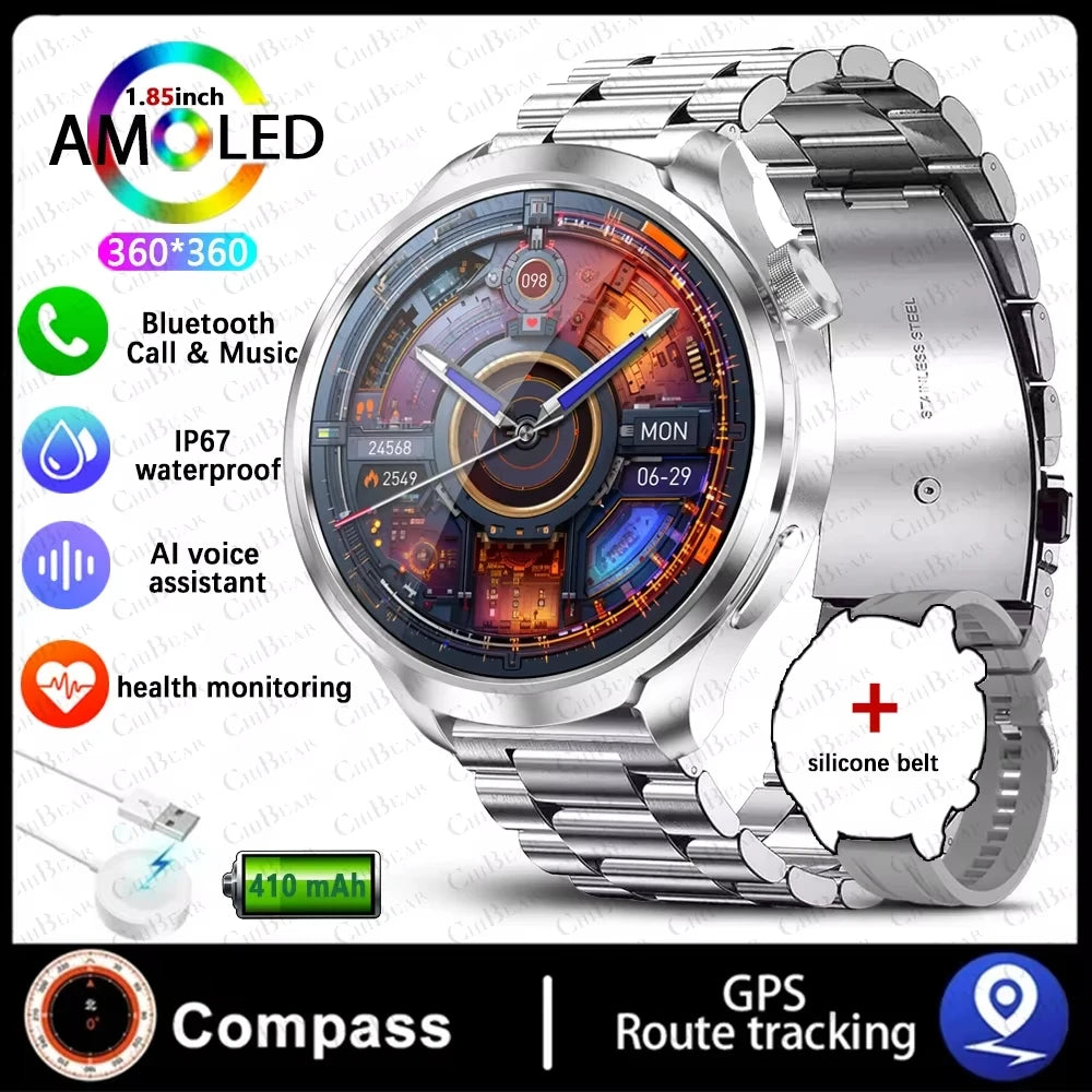 2025 New Bluetooth Call Smart Watch Men For Xiaomi IP68 Waterproof GPS Sports  AMOLED HD Large Screen Heart Rate NFC Watch Gift