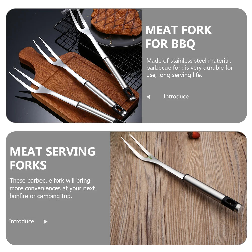 1pc U Shape Stainless Steel Meat Fork BBQ Fork Outdoor Roasting Fork Large Serving Fork Grill Skewers Roasting Sticks Barbecue
