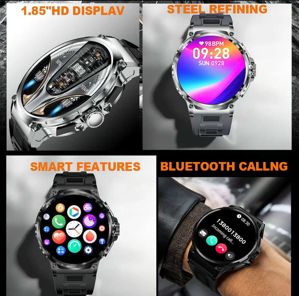 2026 New 1.85-inch ultra AMOLED smartwatch, GPS track, HD Bluetooth call; 710 mah large battery 400+ dial, suitable High end men