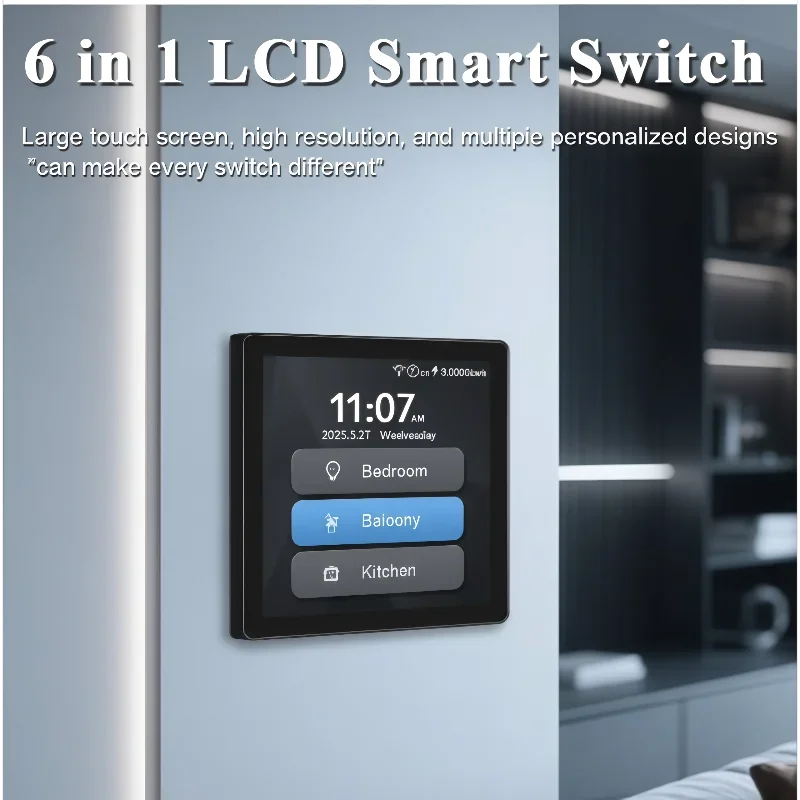 Tuya Smart Home 4-Inch Touch Screen Dual Control Switch 30w Fast Charging Intelligent Control Rechargeable Intelligent Switch