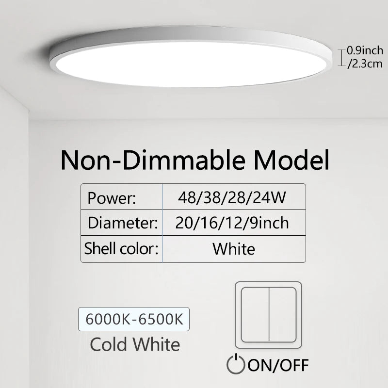 0.9 Inch Ultra-thin Smart LED Ceiling Light Pendant 24W 28W 38W 48W AC85V-265V Indoor Home Decorative Fixtures Remote Control