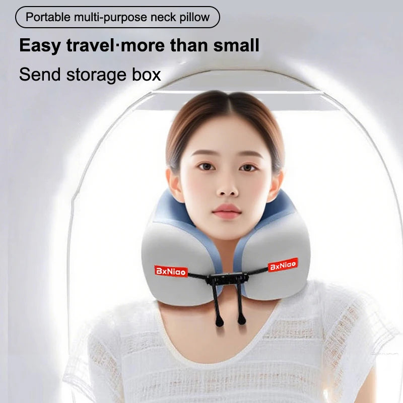 1Pc/Set Travel Memory Cotton U-shaped Pillow - Soft Washable Portable Neck Support for Airplane Spine Care & Travel Rest