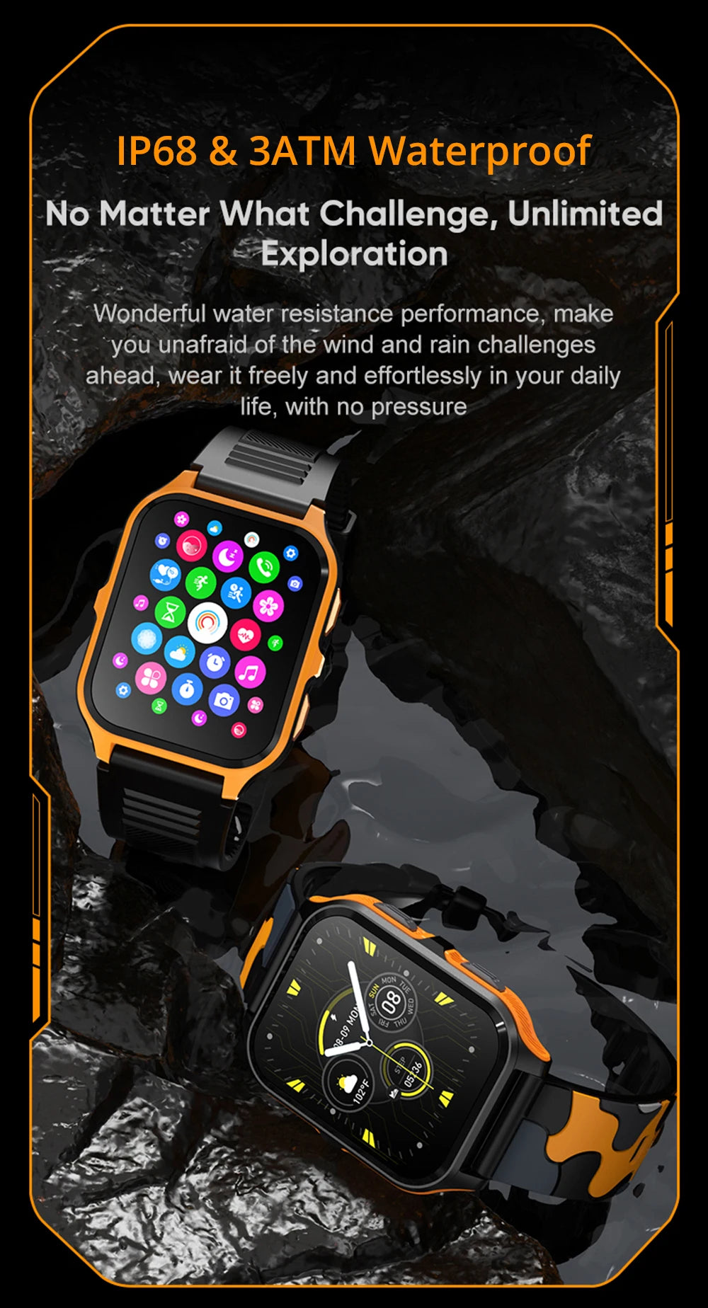 COLMI P73 1.9" Outdoor Military Smart Watch Men Bluetooth Call Smartwatch For Xiaomi Android IOS, IP68 Waterproof Fitness Watch
