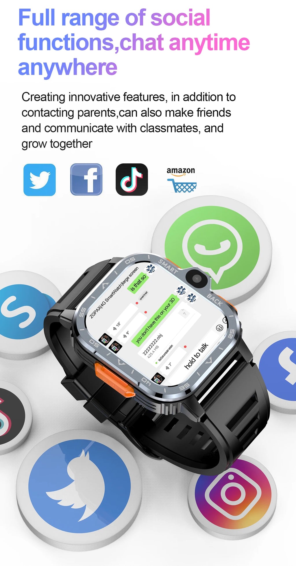 4G Smart Watch Android 8.1 4GB RAM 128G ROM Wifi Dual Camera SIM Card Fitness Tracker Google Play Heart Rate Rugged Smartwatch