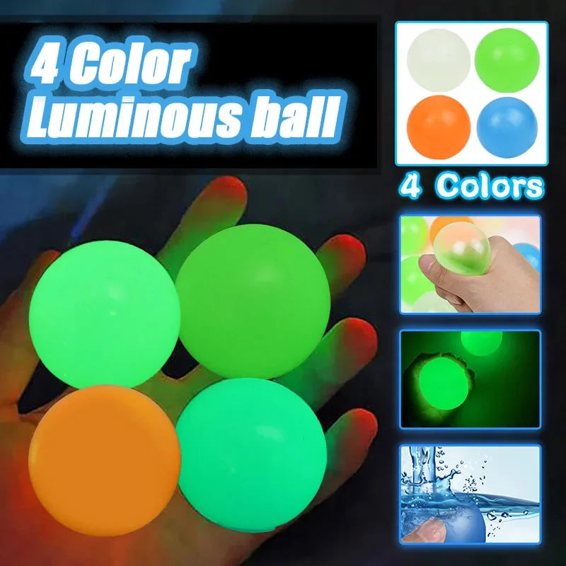 Luminous Wall Target Ball Sucker Sticky Decompression Toy Squeeze Ball Colorful TPR Stress Relief Balls Random Color
