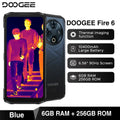 DOOGEE Fire 6 Rugged Phone Thermal Imaging 10400mAh Large Battery 6.56" 16GB(6+10) 256GB 50MP AI Main Camera Mobile Phone