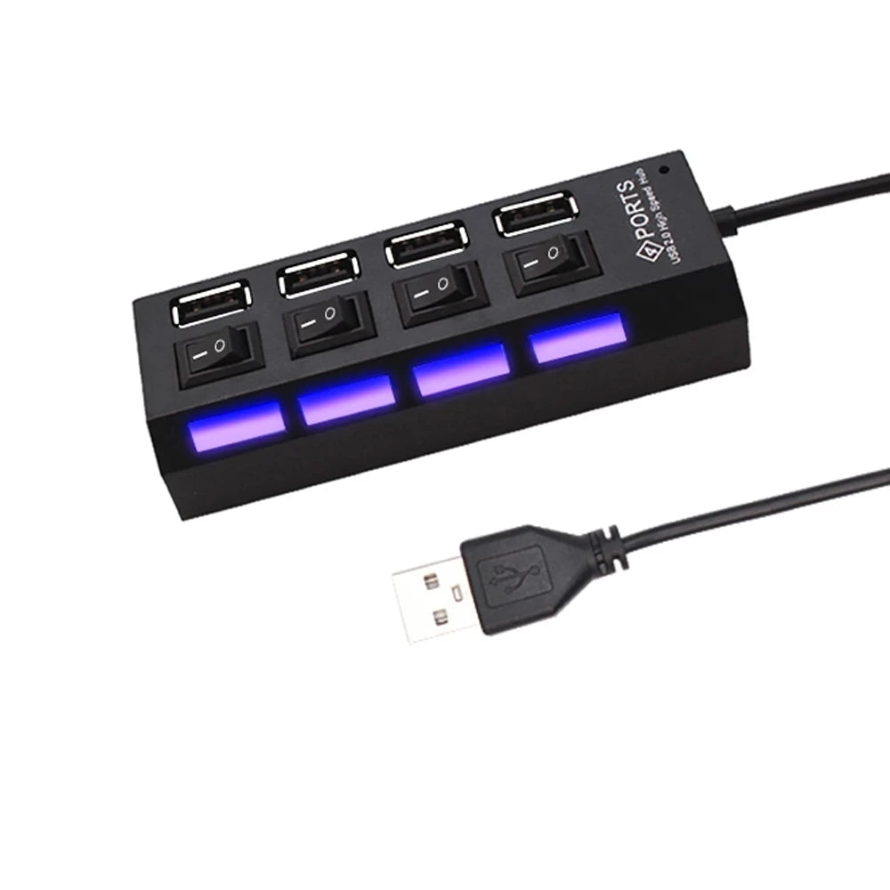 7 Ports USB 2.0 Hub USB Hub Multi USB Splitter Hub Use Power Adapter 4/7 Port Multiple Expander 2.0 USB Hub with Switch for PC