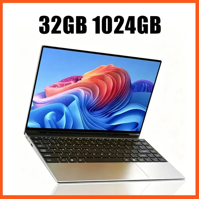 2026 New 14.1 Inch Ultra Slim Laptop Win11 16GB/32GB DDR4 RAM 2TB SSD Portable Business Office Notebook PC Intel I9-9900