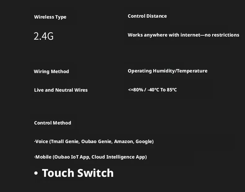 Tuya Smart Life WiFi Smart Touch Switch Tempered Glass Panel WiFi Bluetooth Dual Mode+RF433 Alexa/Google Home Voice Control
