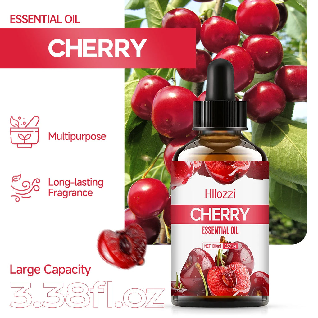 Cherry essential oil can be used in skincare, bath, facial, and diffusers and is suitable for all skin types.