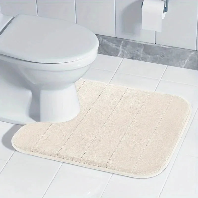 Memory Foam U-Shaped Toilet Seat Cover Anti-Skid Super Absorbent Bathroom Carpet Non-Slip Bath Mat for Bathroom Decor