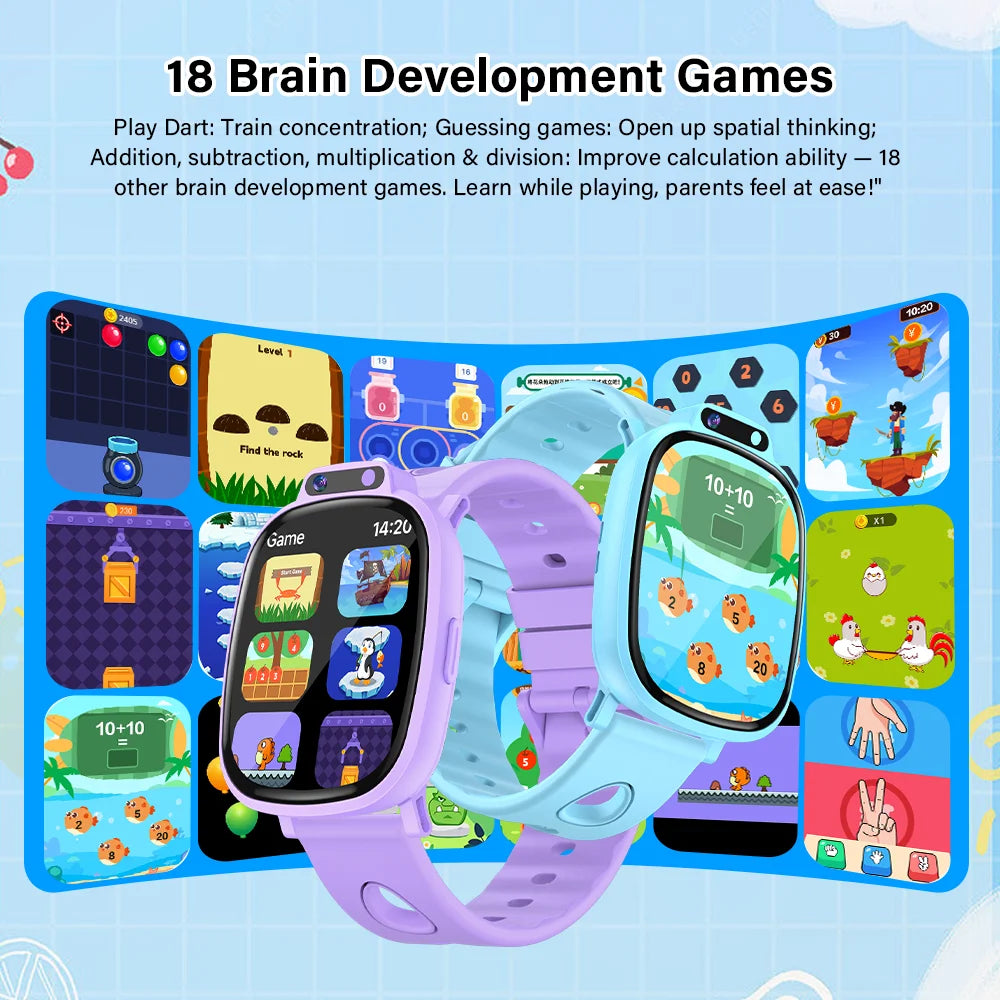 LAXASFIT Kids Smart Watch HD Touchscreen Front Camera Sleep Tracking 18 Educational Games Alarm Clock Holiday Gift For Children