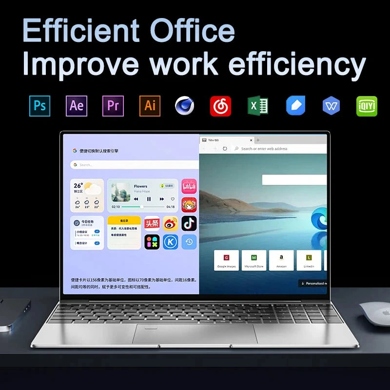 Ultra Slim Laptop 14.1" 16GB RAM 2TB SSD Notebook Windows 11 Pro 1920*1080 Display Office Study Computer PC Intel N3700