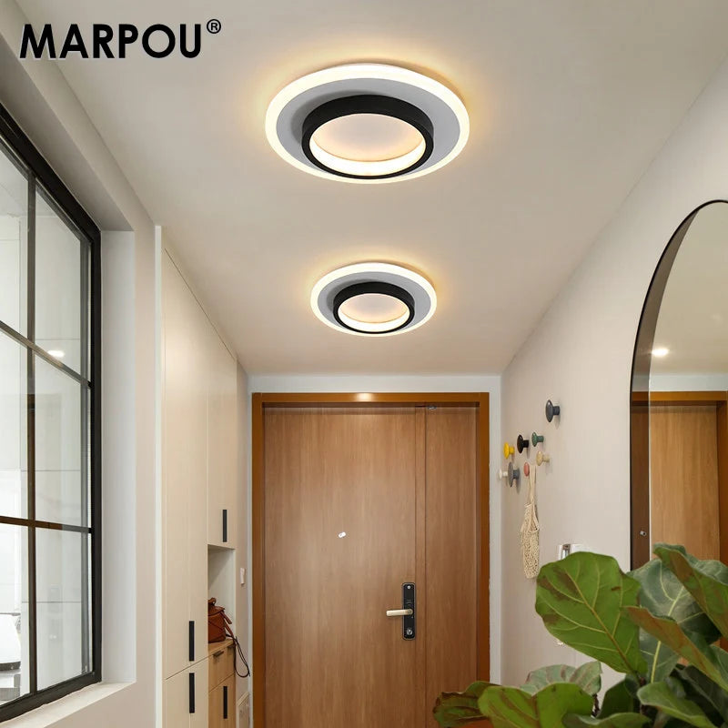 MARPOU Modern LED Ceiling Lamp 3 Color Temperature Baked Enamel Hallway Lamps Balcony Lights Bedroom Living Room 90V-260V