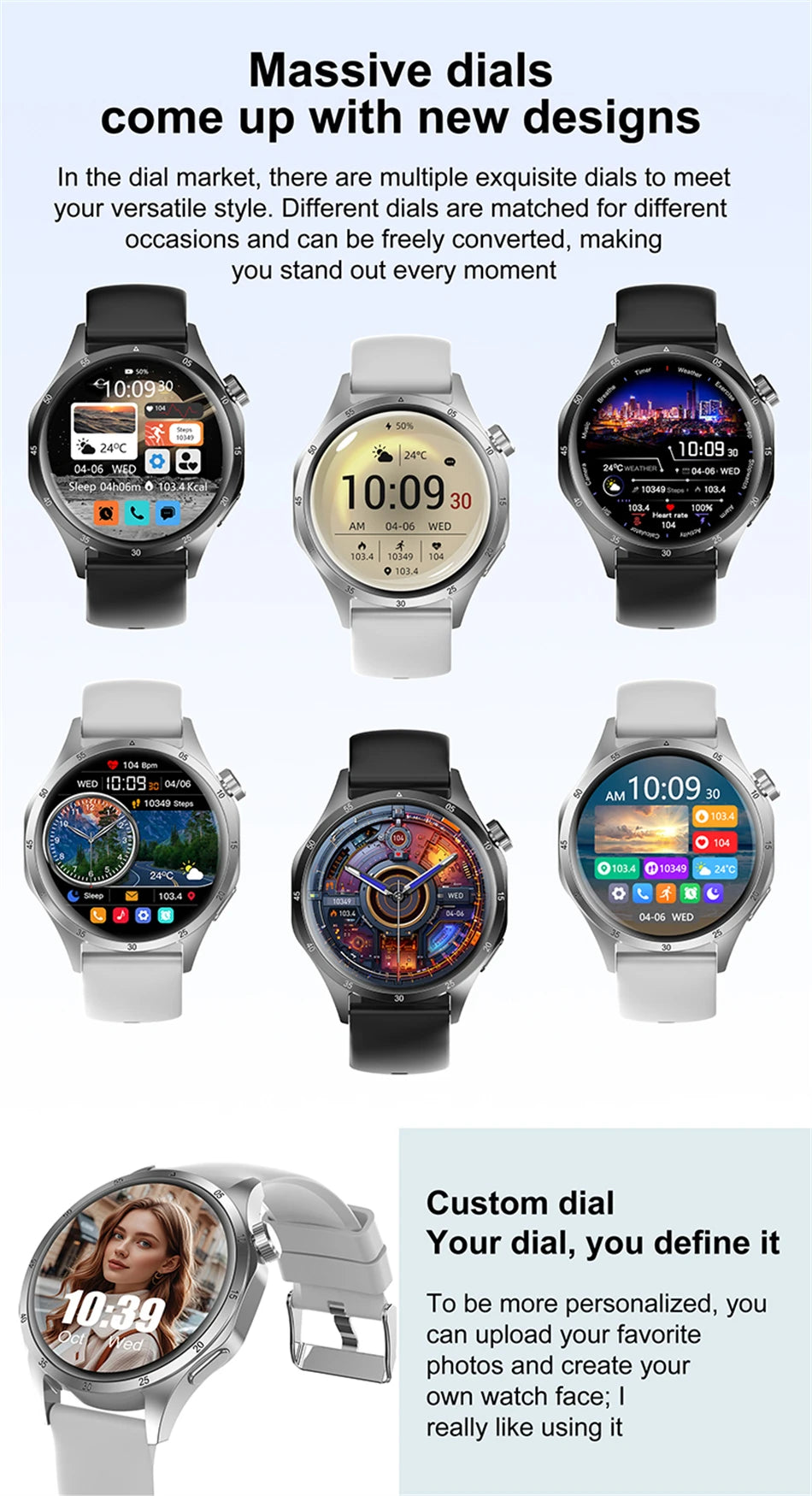 New Bluetooth Call Music Men's Smart Watch GPS Movement records NFC IP68 Waterproof Women Health Monitoring Smart Bracelet Gift