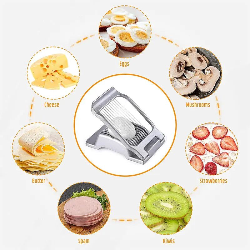 Heavy Duty Aluminium Egg Slicer for Hard Boiled Eggs Strawberry Slicer Stainless Steel Wire Multi Egg Dicer for Soft Fruit