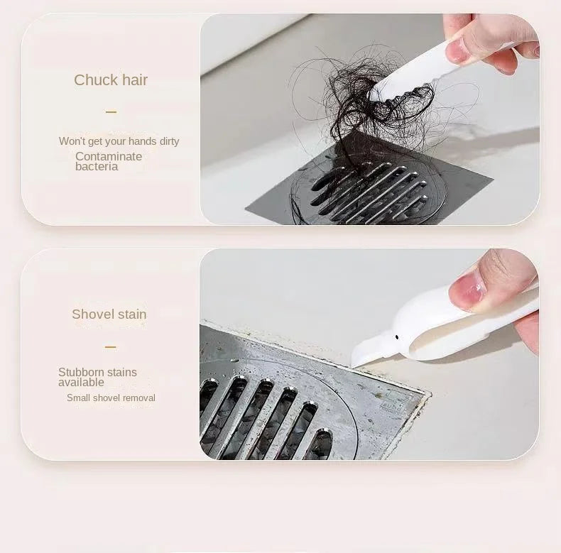 2-in-1 Cute Duck Shaped Double-head Design Cleaning Clip Dust Stain Removal Shovel - Bathroom Cleaner Tool With Drainage Hole