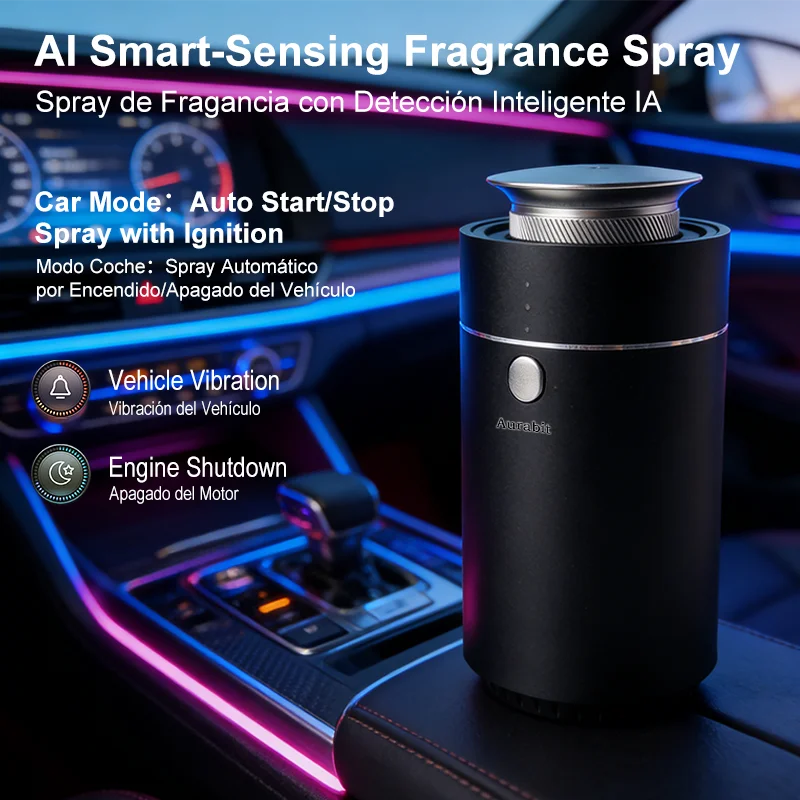 Smart Car Aroma Diffuser Auto Start Stop with Engine Quick Deodorizer Dual Mode for Home Vehicle Long Lasting Fragrance
