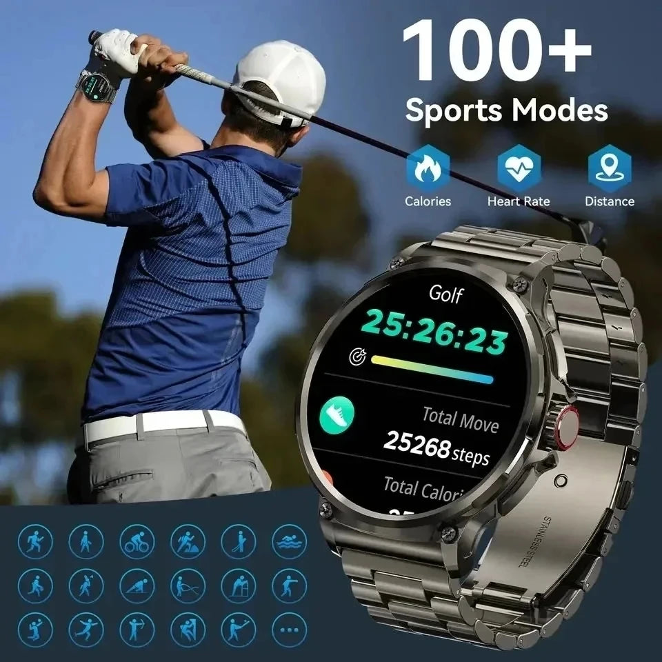 2026 New 1.85-inch ultra AMOLED smartwatch, GPS track, HD Bluetooth call; 710 mah large battery 400+ dial, suitable High end men