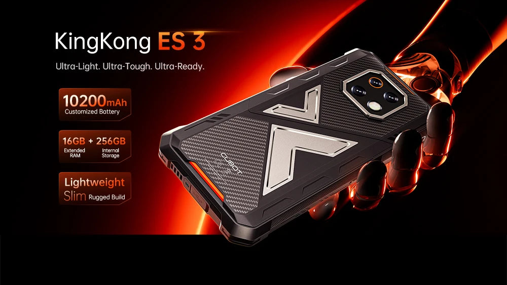Cubot Rugged Smartphone Android 15 King Kong ES 3, 10200mAh Battery, Up to 16GB+256GB, 6.745" Screen, 120Hz,48MP Camera, NFC,GPS