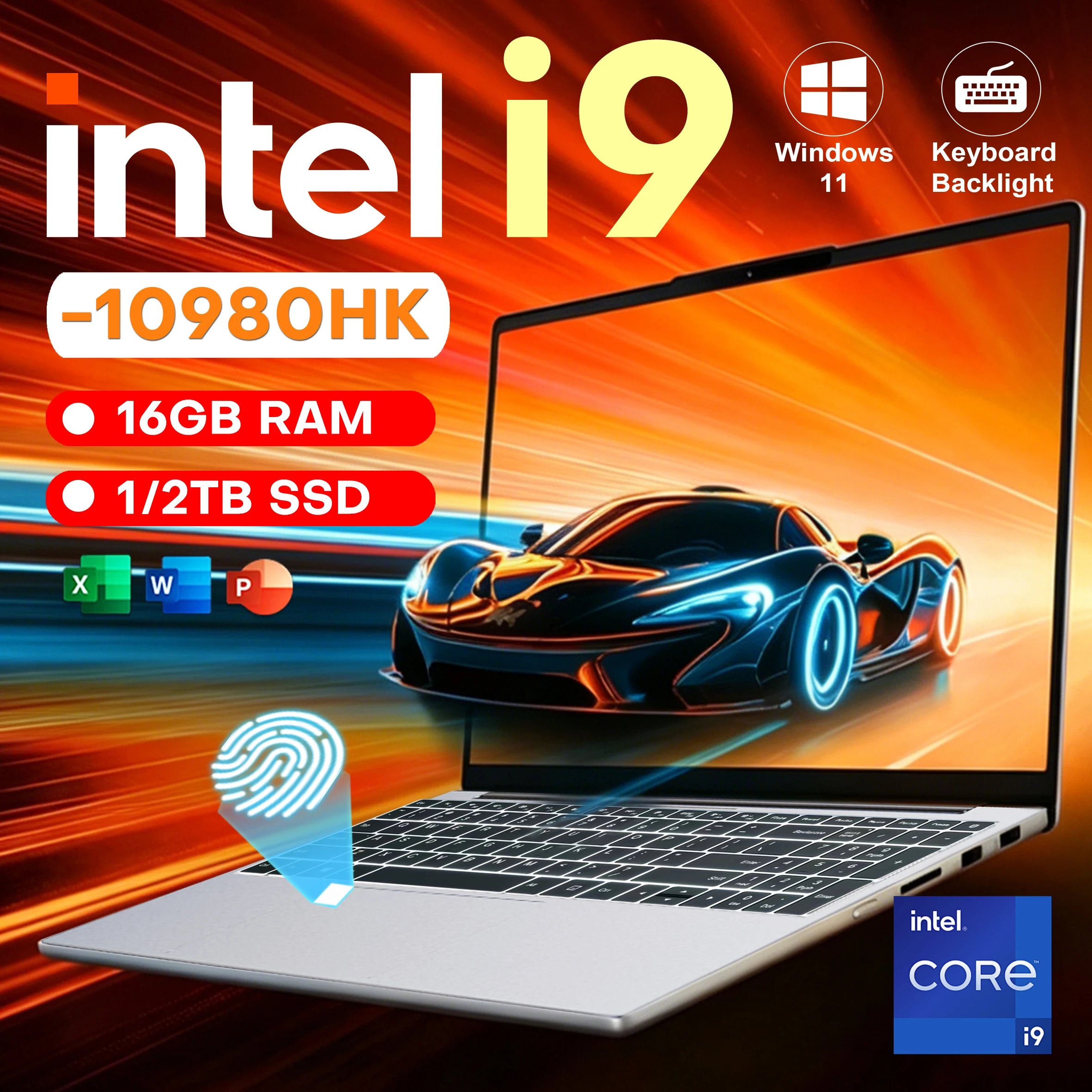 2026 intel Core i9 10980HK Windows 11 15.6" Ultra Slim Portable Laptop 16GB RAM 1TB 2TB SSD Fingerprint Office Gaming Laptop PC