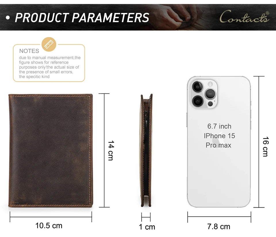 CONTACT'S Genuine Leather Passport Wallet Card Holder Coin Purse AirTag Slot Men Travel Wallet Women‘s Purse Passport Cover Bag