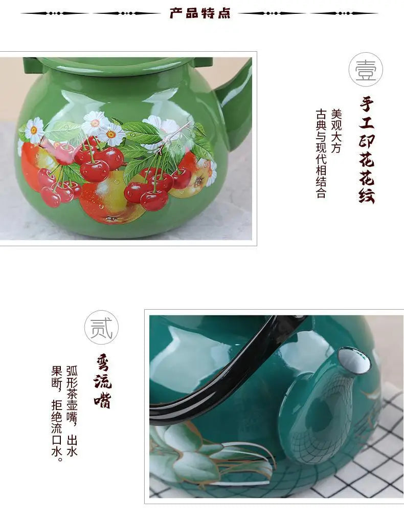 3.5L Large Capacity Porcelain Enameled Tea Pot Perfect for Home or Restaurant Use Tea Kettle Practical and Beautiful