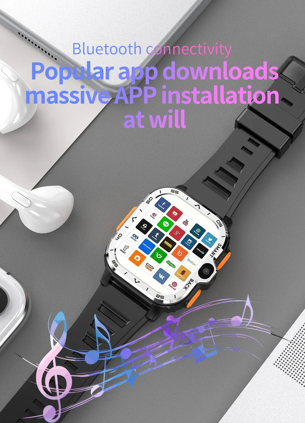 PGD Android Smart Watch Men GPS 16G/64G ROM Storage HD Dual Camera 4G 5G SIM WIFI Wireless Fast Internet Access Watch