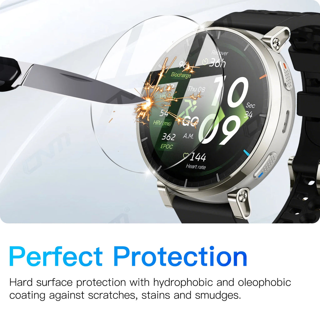 9H Tempered Glass For Amazfit Active 3 Premium, Screen Protector Durable HD Clear Anti-scratch Protection Film Accessories