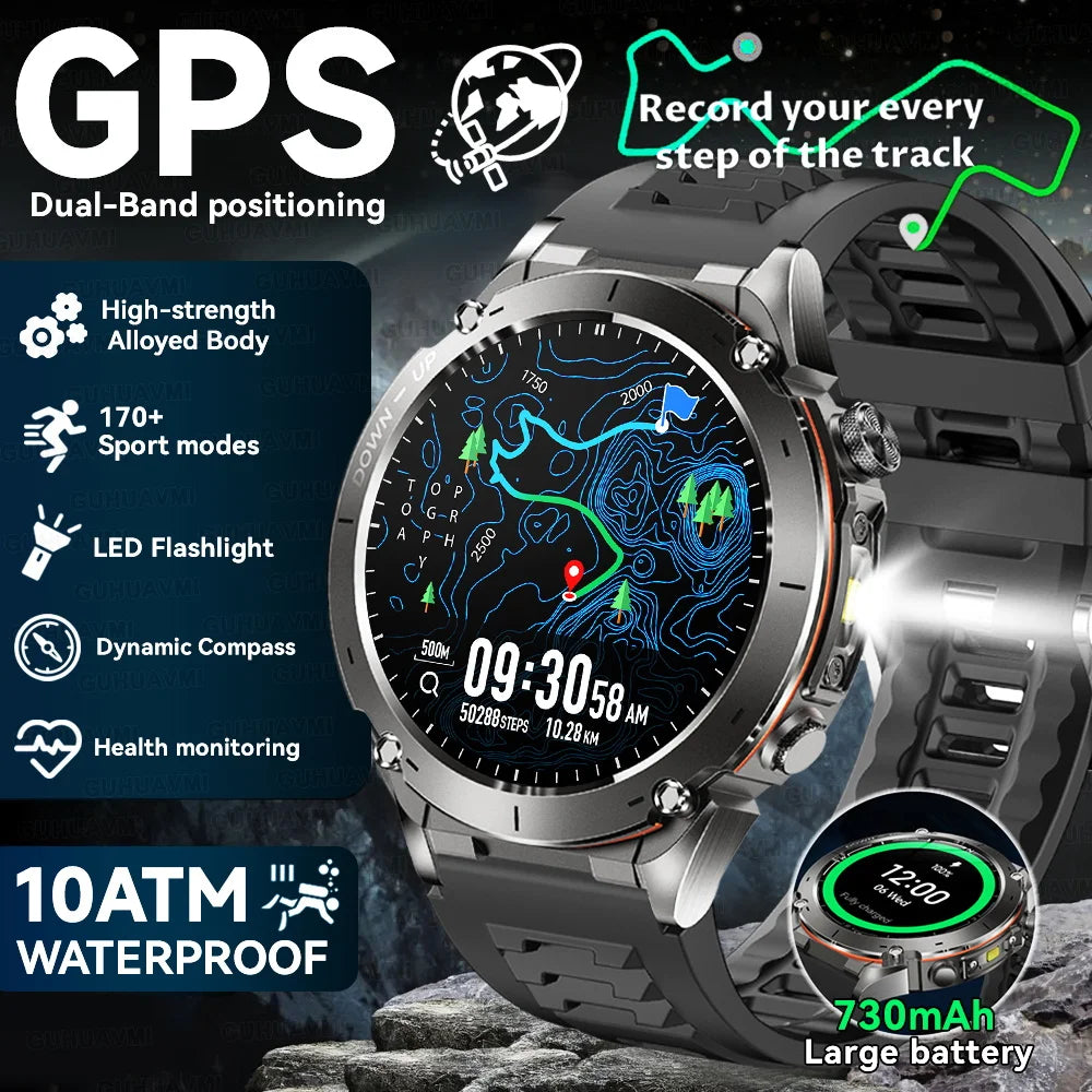 2025 GUHUAVMI Y-101 GPS Sports Smart Watch 10ATM Waterproof Built-in Dual-Band GNSS Compass Altimeter Military Grade Smartwatchs