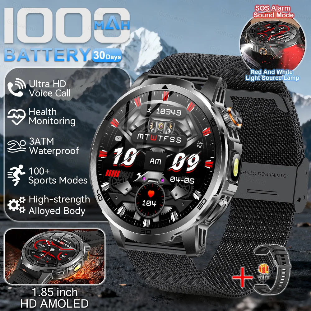 2026 Military T-Rex 3 Smart Watch Fitness Clock Men 466*466 AMOLED Screen 1000mAh Battery Flashlight Call Waterproof Smartwatchs