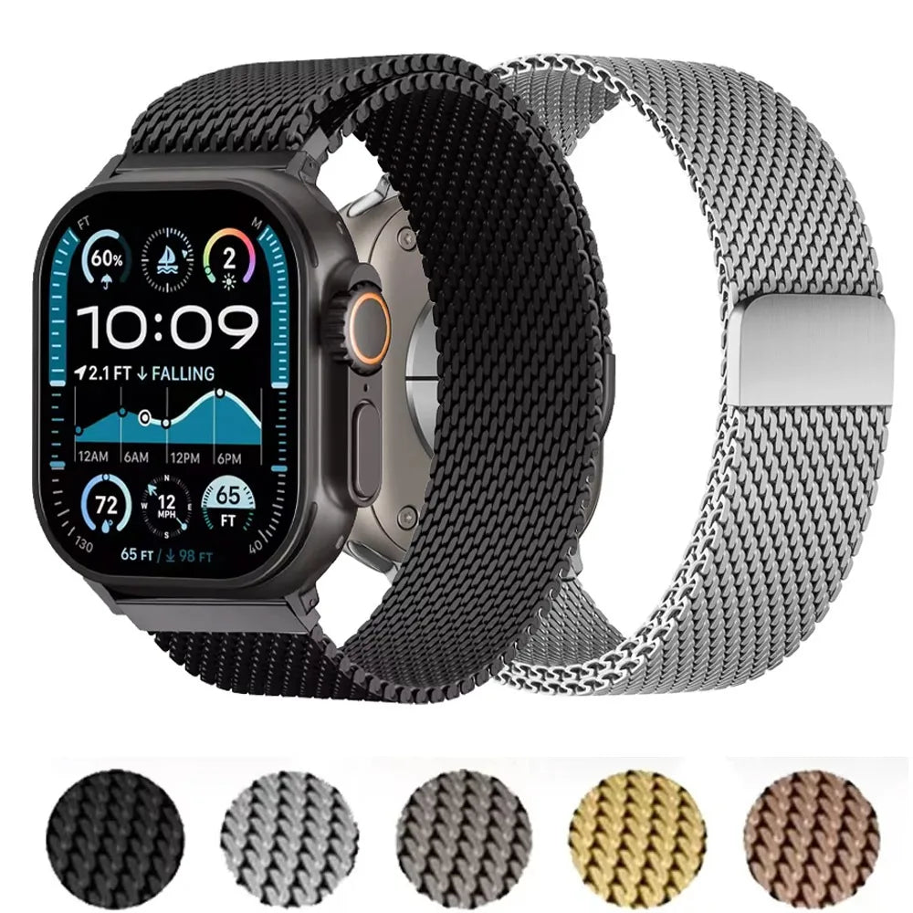Fashion Steel Mesh Milanese Strap for Apple Watch Ultra 3 2 1 49mm 11 10 46/42mm Wristband IWatch 9 8 7 6 5 4 SE3 45-44-41-40mm